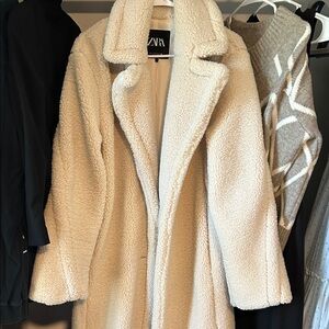 Zara Women's Soft Cream Teddy Jacket